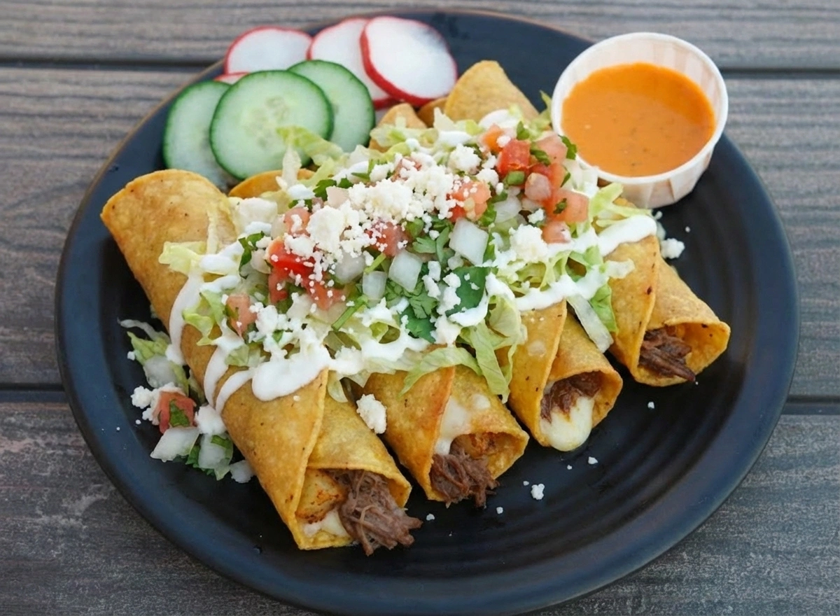 Tacos Dorados - Crispy corn tortilla tacos at Taqueria El Chingon Edmonton